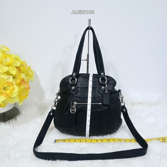 Coach Poppy Black Leather Satchel Shoulder Bag #16283 - Picture 4 of 17